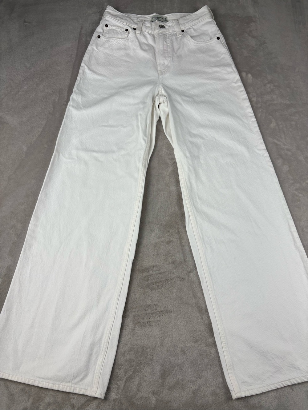 Abercrombie & Fitch Wide Leg High Rise Jeans Women’s 25 Long White Denim Pants - Picture 2 of 7